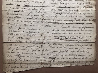 Ca. 1829-30 draft of a speech before the PA legislature on the question of whether the United States was justified in "removing the Indians west of the MIssissippi."