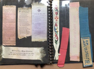 Album of 19th and early 20th century bookmarks: silk, embroidered, cross stitched, printed, Stevengraph, etc.