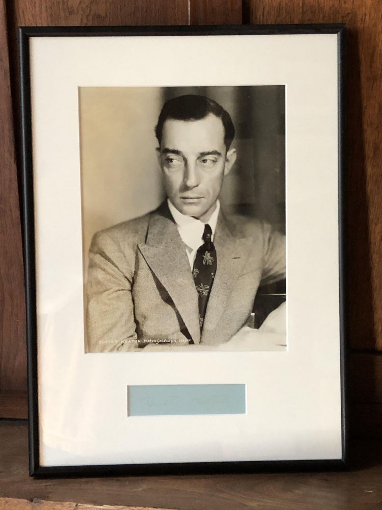 Item #H18252 Signature framed with original MGM studio photo portrait. Buster Keaton.