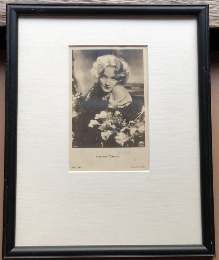 Item #H18257 Signed framed original photo, ca. 1930s. Marlene Dietrich.