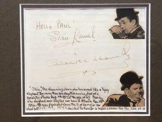 Autographs of Laurel and Hardy in 1940, matted and framed with photo