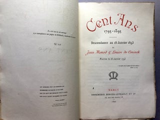 Cent Ans 1793-1893, Descendance au 18 Janvier 1893 de Jean Monod & Louise de Coninck...