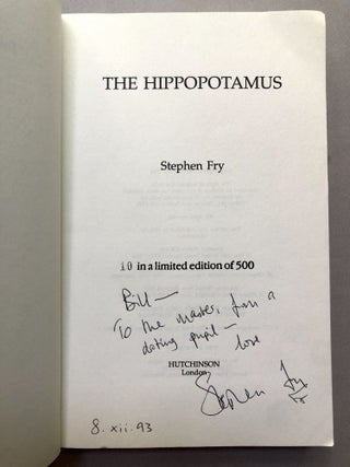 Group of 6 books from the collection of William Goldman, including one inscribed: The Hippopotamus (proof, inscribed); The Fry Chronicles; The Ode Less Travelled; The Stars' Tennis Balls; Moab is my Washpot; The Liar