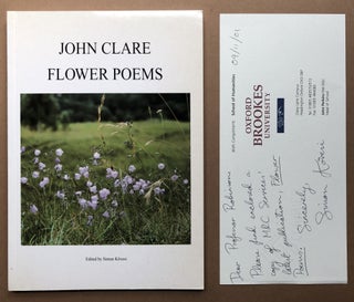 Item #H18361 John Clare Flower Poems, with note from Kovesi to Clare scholar Eric Robinson. John...