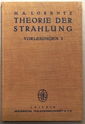 Item #H18449 Theorie der Strahlung: Vorlesungen I. H. A. Lorentz