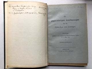 5 bound volumes of published papers 1863-1886 on electrolytes, elasticity, thermoelasticity, thermal conduction, magnetic measurements, the law of the independent migration of ions, molar conductivity, etc.
