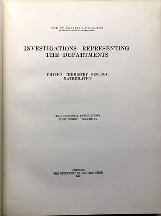 Investigations Representing the Departments: Physics, Chemistry, Geology, Mathematics