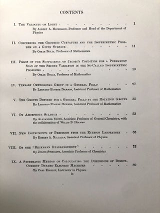 Investigations Representing the Departments: Physics, Chemistry, Geology, Mathematics