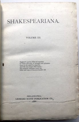 Shakespeariana, Vol. 3, 1886, bound volume