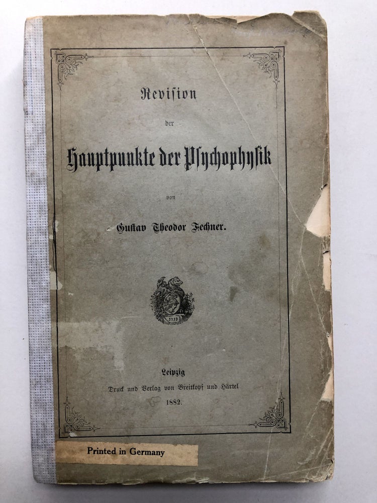 Item #H19019 Revision der Hauptpunkte der Psychophysik. Gustav Theodor Fechner.
