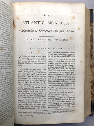 The Atlantic Monthly, Vols. XV & XVI, January - December 1865 in 2 volumes