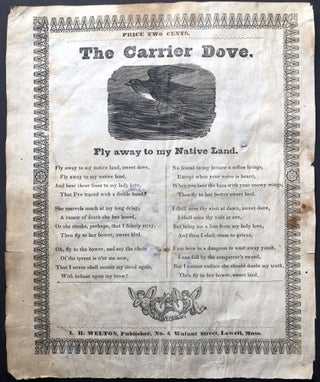 Item #H19191 The Carrier Dove: Fly away to my Native Land. American song sheet