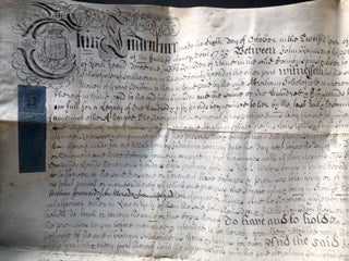 Large 1725 indenture agreement between John & Judith Ramsden and Abraham Scholefield for property in Hipperholme, West Yorkshire, UK