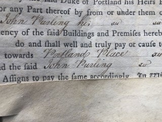 1775 rental agreement for property at Portland Place, London, signed by the architects and builder, et al.