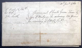 Item #H19230 Large 1768 property indenture 500 year mortgage for Greet's Green Farm, West...