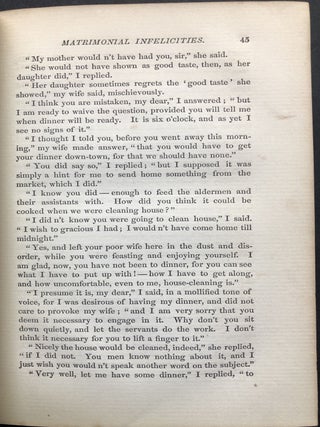 Matrimonial Infelicities, With an Occasional Felicity, By Way of Contrast. By an Irritable Man
