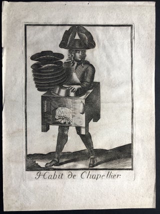 Item #H19411 Habit de Chapellier (ca. 1695 original copperplate engraving from Les Costumes...
