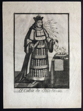 Item #H19412 Habit de Medecin (ca. 1695 original copperplate engraving from Les Costumes...