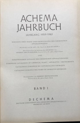 Achema Jahrbuch, Jahrgang 1959/1961: Berichte uber Stand und Entwicklung des chemischen Apparatewesens...European Catalogue of Chemical Plant / Apparatus / Instruments, 2 volumes