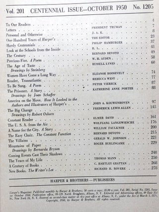 Harper's Magazine, October 1950, Centennial Issue 1850-1950