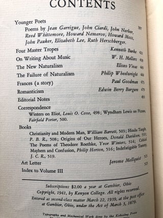 The Kenyon Review, Autumn 1941