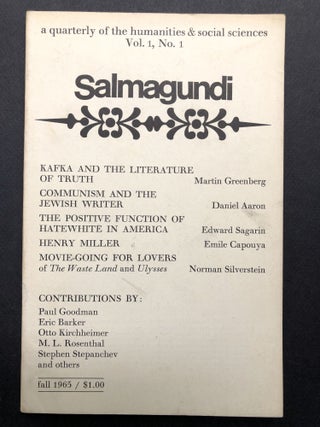 Item #H19516 Salmagundi, a quarterly of the humanities and social sciences, Vol. 1, No. 1, Fall...