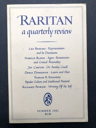 Item #H19521 Raritan, a quarterly review, Vol. 1 no. 1, Summer 1981. Richard Poirier, Denis...