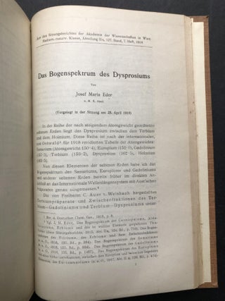 Bound volume of scientific papers, 1894-1918, on photography, spectroscopy and the chemistry of photographic processes