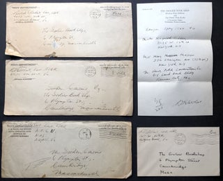 Item #H20010 4 signed letters, 1943-1944, to Gordon Cairnie of the Grolier Book Shop in...