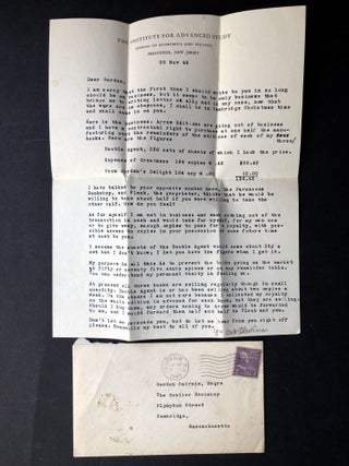 Item #H20011 1945 letter from R. P. Blackmur to Gordon Cairnie, the proprietor of the Grolier...