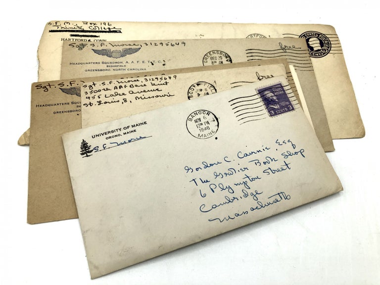 Item #H20018 5 letters and 5 postcards to Gordon Cairnie of the Grolier Bookshop, 1943, 1944, 1946, 1952. Samuel French Morse.