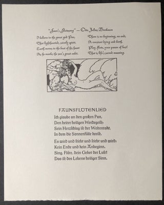 Item #H20091 Fäunsflötenlied (Faun’s Flutesong) by Otto Julius Bierbaum (poem printed in...