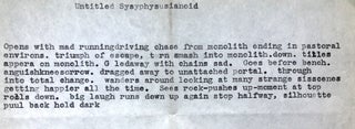 "Untitled Sysyphysusianoid" ca. 1964 typescript of an unpublished prose poem, as found in Burroughs' copy of "Le Mythe de Sisyphe"