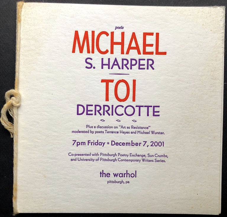 Item #H20208 Signed hand printed program for Michael S. Harper & Toi Derricotte at The Warhol, December 7, 2001. Michael S. Harper, Toi Derricotte.