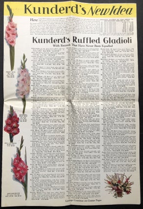 "The Sun Never Sets on Kunderd Gladioli" 1933 large color poster flower catalog