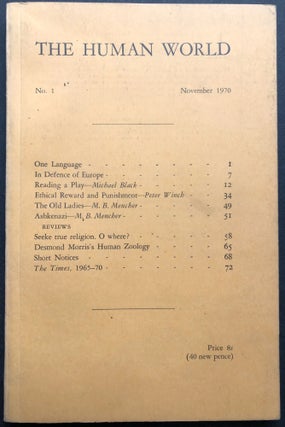 Item #H20550 The Human World, No. 1, November 1970, a quarterly review of English letters....
