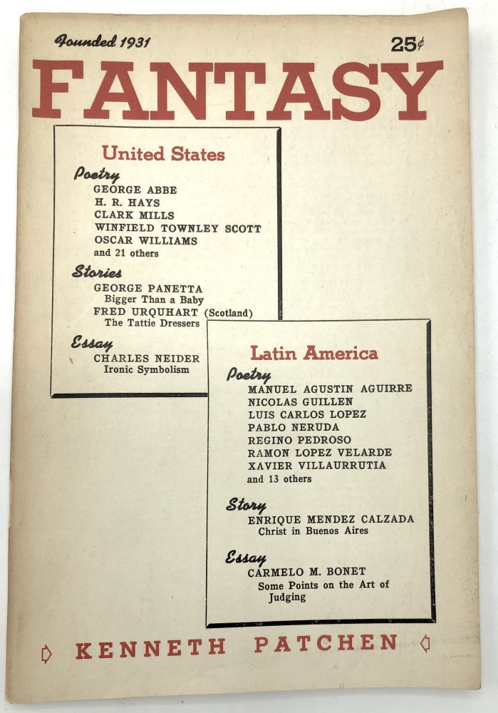 Item #H20613 Fantasy, a Literary Quarterly, no. 27, 1943: Latin America issue. Stanley Mayer, Pablo Neruda, Octavio Paz, Vicente Huidobro, ed. Nicolas Guillen, Kenneth Patchen.