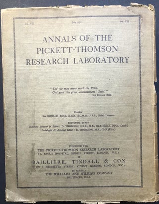 Item #H20694 Annals of the Pickett-Thomson Research Laboratory, Volume VII: The Pathogenic...