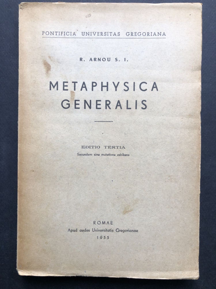 Item #H20794 Metaphysica Generalis, Editio Tertia. R. Arnou.