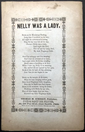 Item #H21083 American Song Sheet: NELLY WAS A LADY. Stephen Collins Foster