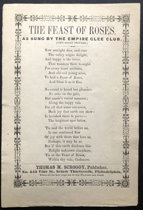 Item #H21087 American Song Sheet: THE FEAST OF ROSES, as sung by the Empire Glee Club. Empire...