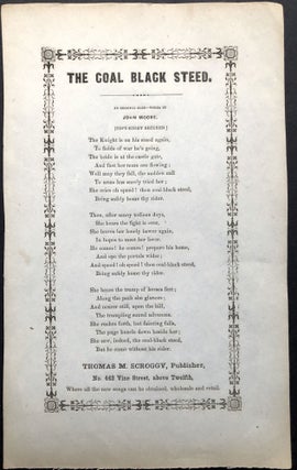 Item #H21089 American Song Sheet: THE COAL BLACK STEED. John Moore