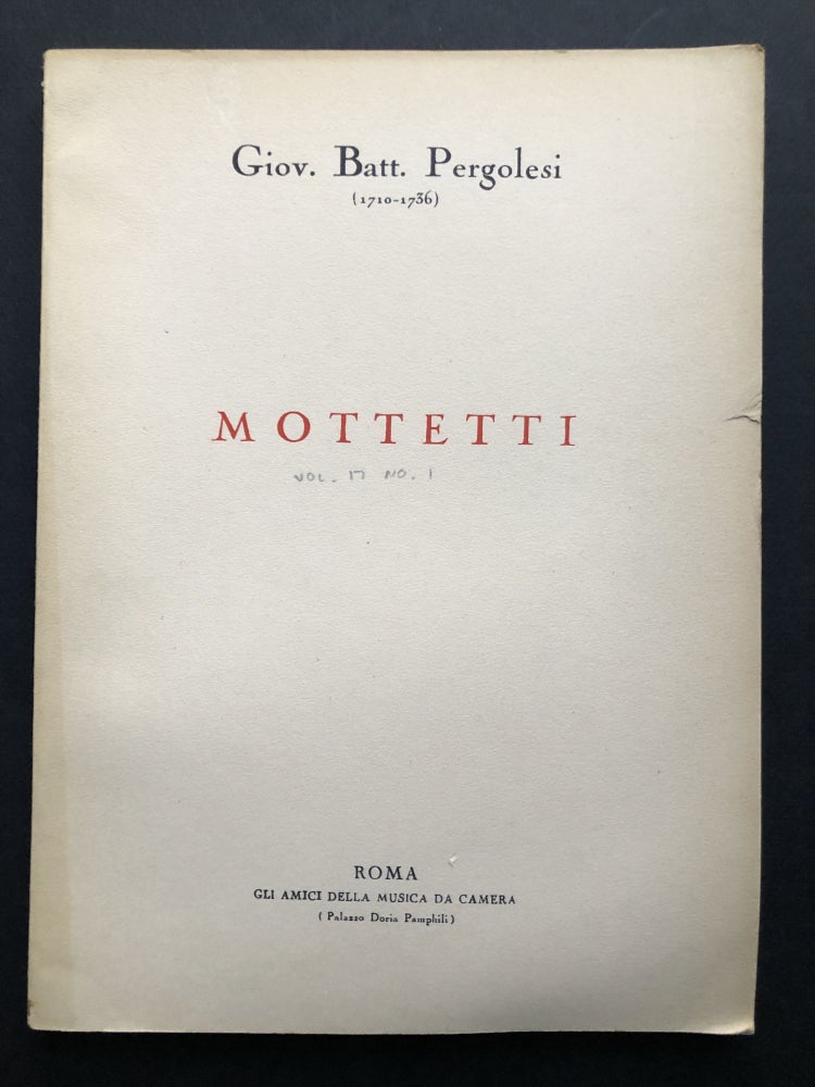 Item #H21340 Mottetti. Giovanni Battista Pergolesi.