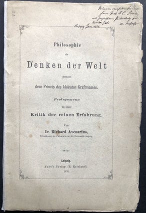 Item #H21405 Philosophie als Denken der Welt gemäss dem Prinzip des kleinsten Kraftmasses,...