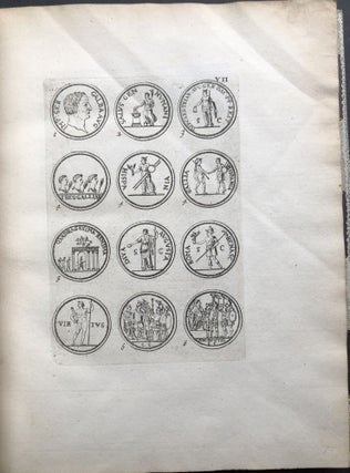 2 numismatic works in one volume: Romanorum Imperatorum Pinacotheca (1737); Imperatorum Romanorum A Julio Caesare ad Heraclium Usque, Numismata Aurea (1738)