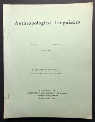 Item #H21508 Languages of the World: Boreo-Oriental Fascicle One [Anthropological Linguistics,...