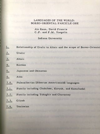 Languages of the World: Boreo-Oriental Fascicle One [Anthropological Linguistics, Vol. 7 no. 1, January 1965]