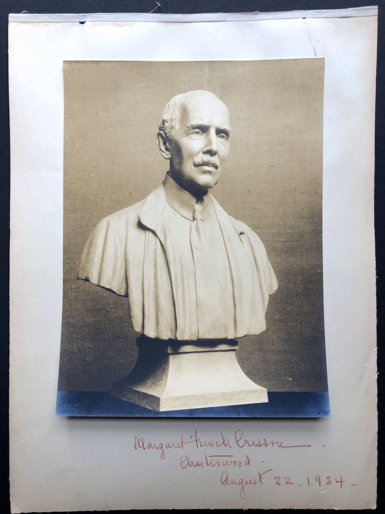 Item #H21659 1932 photo of Cresson's sculpture of Andrew Mellon, signed in 1954. Margaret French Cresson, De Witt Ward.