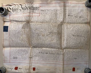 Item #H21769 1827 large vellum indenture settlement of estate on Hurdis's marriage. James Henry...
