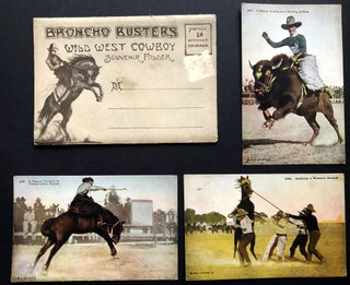 Item #H21786 Broncho Busters Wild West Cowboy Souvenir Folder, 1910 accordion style postcard...